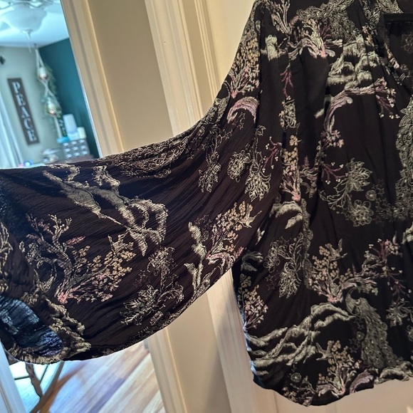 Free People Blooms Peacock Print Oversized Blouse Small - Picture 4 of 5